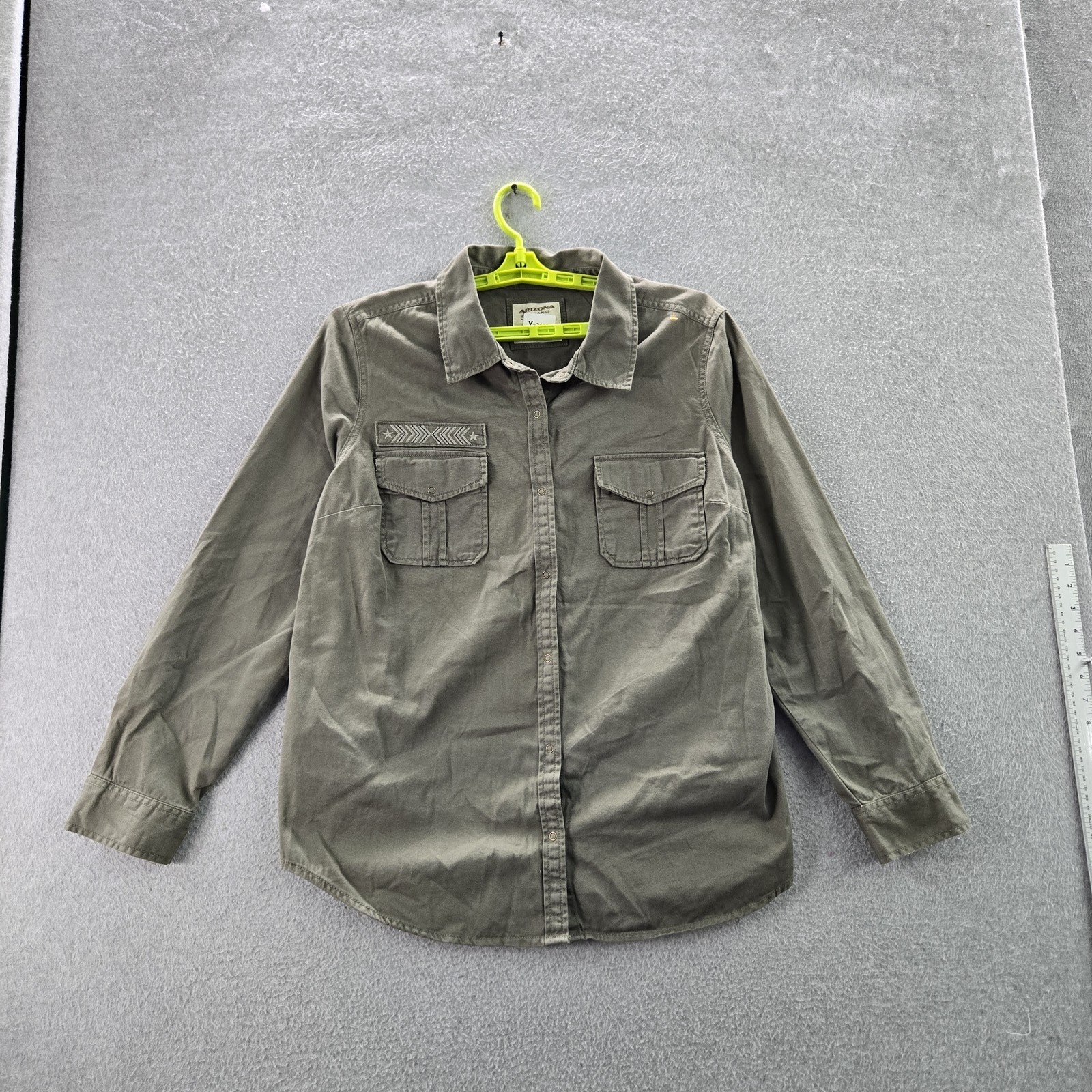 Arizona Jean Co. Men Button Up Shirt Xxl Green Star Chevron Embroidery Snap Nwt